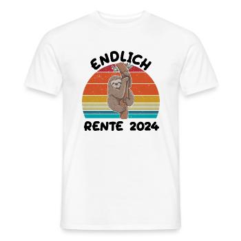 Endlich Rente 2024 - Ruhestand Lustiges Faultier - Männer T-Shirt - Weiß - Vorne - AI Model Male 178 dark (178cm)
