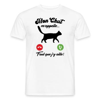 Mon chat m'appelle - T-shirt homme - blanc - Devant - AI Model Male 178 dark (178cm)