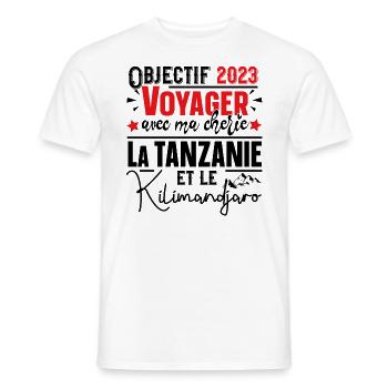 Tanzanie Kilimandjaro Homme Cadeau Couple Mug - T-shirt homme - blanc - Devant - AI Model Male 178 dark (178cm)