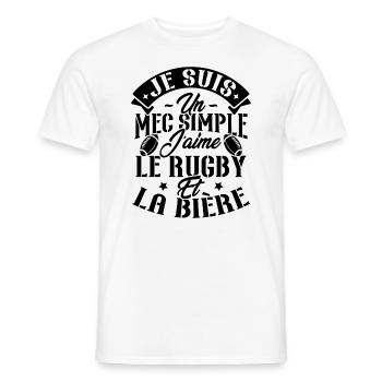 Je suis un Mec simple j'aime rugby et la bière - T-shirt homme - blanc - Devant - AI Model Male 178 dark (178cm)