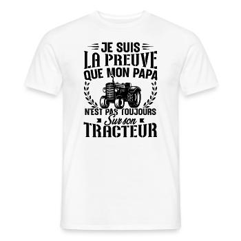 Je suis la preuve que mon papa tracteur - T-shirt homme - blanc - Devant - AI Model Male 178 dark (178cm)