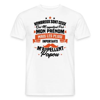 Les plus importants mappellent papou, Cadeau papou - T-shirt homme - blanc - Devant - AI Model Male 178 dark (178cm)