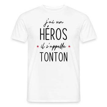 J'ai un héros il s'appelle tonton - T-shirt homme - blanc - Devant - AI Model Male 178 dark (178cm)