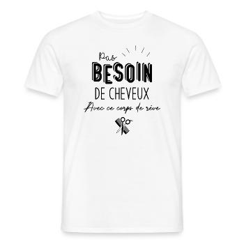 Pas Besoin de Cheveux avec ce corps de rêve - T-shirt homme - blanc - Devant - AI Model Male 178 dark (178cm)