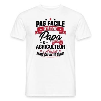 Pas facile d'être papa et agriculteur - T-shirt homme - blanc - Devant - AI Model Male 178 dark (178cm)