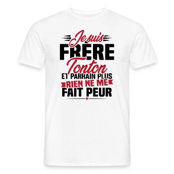 Je suis frere tonton et Parrain - T-shirt homme - blanc - Devant - AI Model Male 178 dark (178cm)