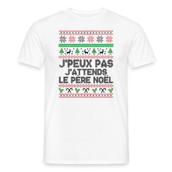 J'peux pas j'attends le Père Noël - T-shirt homme - blanc - Devant - AI Model Male 178 dark (178cm)