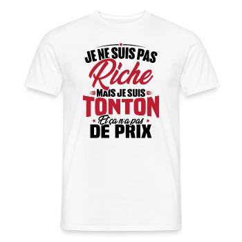 Je ne suis pas riche mais je suis tonton - T-shirt homme - blanc - Devant - AI Model Male 178 dark (178cm)