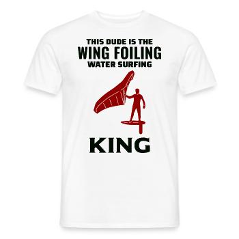 Wing Foiling Hydrofoil Surfing Surf Water Sport - Men's T-Shirt - white - Front - AI Model Male 178 dark (178cm)