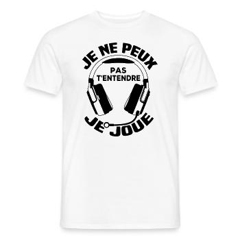 I can't hear you, I'm playing - Men's T-Shirt - white - Front - AI Model Male 178 dark (178cm)