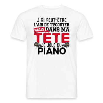 Piano Pianiste Instrument Musique Opéra Concert - T-shirt homme - blanc - Devant - AI Model Male 178 dark (178cm)