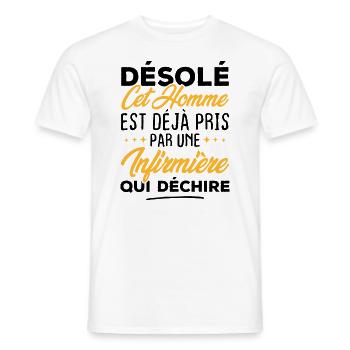 Cet homme est déjà pris par une infirmière - T-shirt homme - blanc - Devant - AI Model Male 178 dark (178cm)
