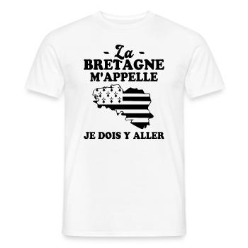 La bretagne m'appelle humour breton homme - T-shirt homme - blanc - Devant - AI Model Male 178 dark (178cm)