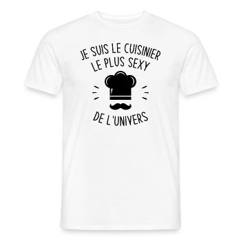 Je suis le cuisinier le plus sexy de l'univers - T-shirt homme - blanc - Devant - AI Model Male 178 dark (178cm)