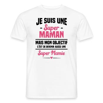 Mon objectif c'est de devenir une super mamie - T-shirt homme - blanc - Devant - AI Model Male 178 dark (178cm)