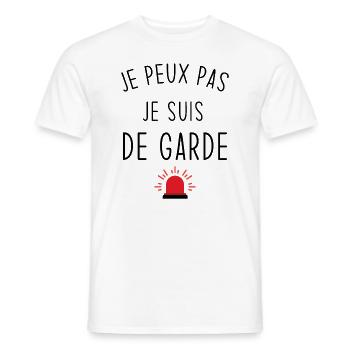 Je peux pas je suis de garde - T-shirt homme - blanc - Devant - AI Model Male 178 dark (178cm)