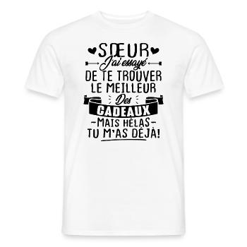 Sœur j'a Essayé De Te Trouver Le Meilleur Cadeau - T-shirt homme - blanc - Devant - AI Model Male 178 dark (178cm)