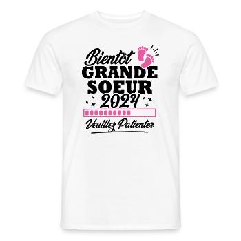 Bientôt grande soeur 2024 - T-shirt homme - blanc - Devant - AI Model Male 178 dark (178cm)