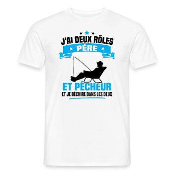 J'ai deux rôles père et pêcheur et je déchire dans - T-shirt homme - blanc - Devant - AI Model Male 178 dark (178cm)