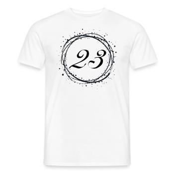 23 - Men's T-Shirt - white - Front - AI Model Male 178 dark (178cm)