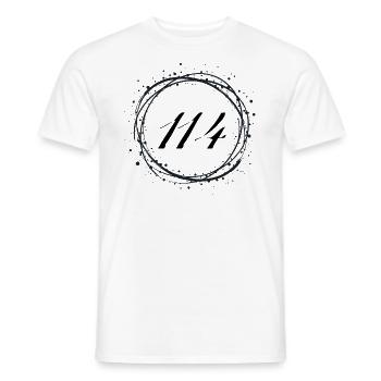 114 - Men's T-Shirt - white - Front - AI Model Male 178 dark (178cm)
