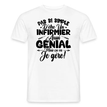 Pas facile d'être une infirmière aussi géniale - T-shirt homme - blanc - Devant - AI Model Male 178 dark (178cm)
