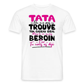 Tata on n'a pas trouvé ton cadeau - T-shirt homme - blanc - Devant - AI Model Male 178 dark (178cm)
