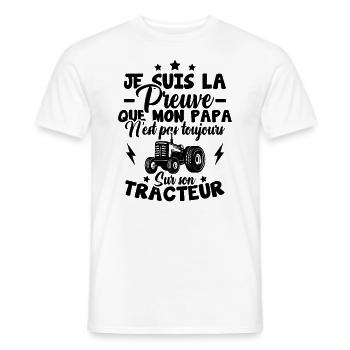 Preuve que mon papa tracteur, Papa agriculteur - T-shirt homme - blanc - Devant - AI Model Male 178 dark (178cm)