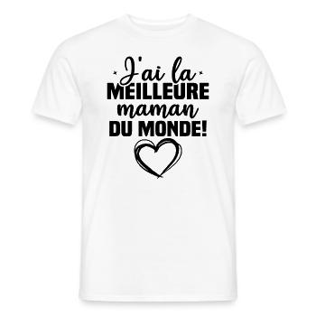 J ai la meilleure maman du monde - T-shirt homme - blanc - Devant - AI Model Male 178 dark (178cm)