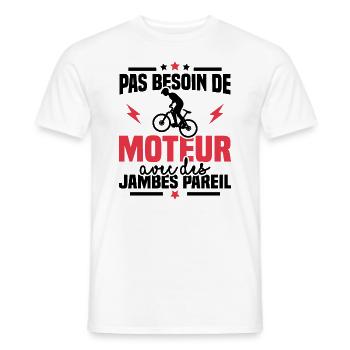Humour cycliste, pas besoin de moteur - T-shirt homme - blanc - Devant - AI Model Male 178 dark (178cm)