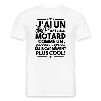 J ai un parrain motard comme un parrain normal - T-shirt homme - blanc - Devant - AI Model Male 178 dark (178cm)