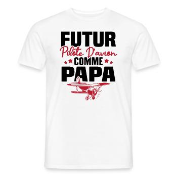 Futur Pilote d'avion comme Papa - T-shirt homme - blanc - Devant - AI Model Male 178 dark (178cm)