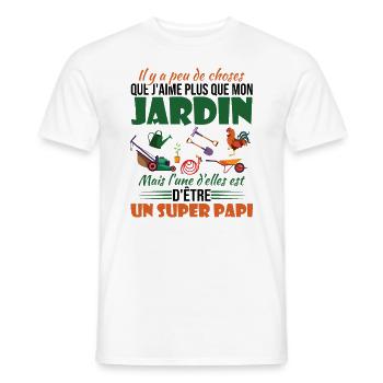 J'aime mon jardin et un super papi - T-shirt homme - blanc - Devant - AI Model Male 178 dark (178cm)