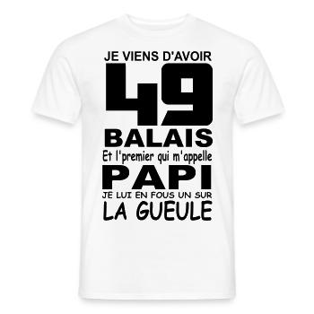 49 ans / anniversaire / cadeau 49 ans - T-shirt homme - blanc - Devant - AI Model Male 178 dark (178cm)