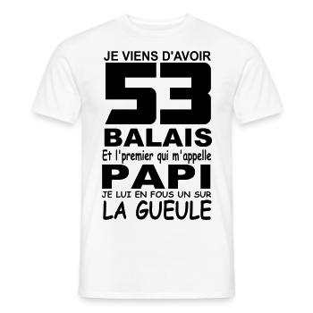 53 ans / anniversaire 53 ans / cadeau 53 ans - T-shirt homme - blanc - Devant - AI Model Male 178 dark (178cm)