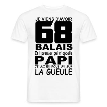 68 ans / anniversaire 68 ans / cadeau 68 ans - T-shirt homme - blanc - Devant - AI Model Male 178 dark (178cm)