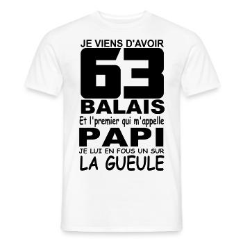 63 ans / 63 ans anniversaire / cadeau 63 ans - T-shirt homme - blanc - Devant - AI Model Male 178 dark (178cm)