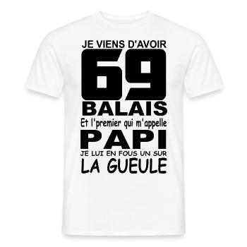 69 ans / anniversaire 69 ans / cadeau 69 ans - T-shirt homme - blanc - Devant - AI Model Male 178 dark (178cm)