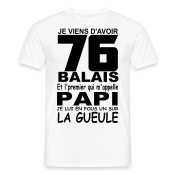 76 ans / anniversaire 76 ans / cadeau 76 ans - T-shirt homme - blanc - Devant - AI Model Male 178 dark (178cm)