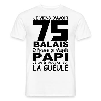 75 ans / anniversaire 75 ans / cadeau 75 ans - T-shirt homme - blanc - Devant - AI Model Male 178 dark (178cm)