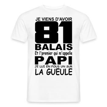 81 ans / anniversaire 81 ans / cadeau 81 ans - T-shirt homme - blanc - Devant - AI Model Male 178 dark (178cm)