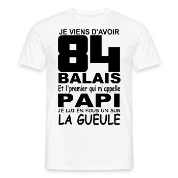 84 ans / anniversaire 84 ans / cadeau 84 ans - T-shirt homme - blanc - Devant - AI Model Male 178 dark (178cm)