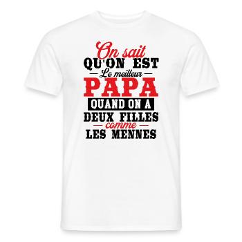Qu'on est le meilleur papa quand on a deux filles - T-shirt homme - blanc - Devant - AI Model Male 178 dark (178cm)