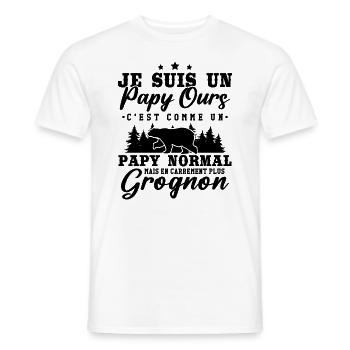 Je suis un papy ours grognon - cadeau humour papy - T-shirt homme - blanc - Devant - AI Model Male 178 dark (178cm)