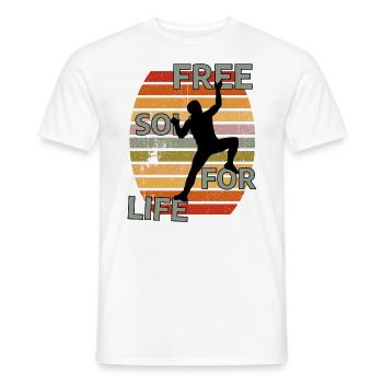 FREE SOLO FOR LIVE - Kletter T-Shirt - Männer T-Shirt - Weiß - Vorne - AI Model Male 178 dark (178cm)