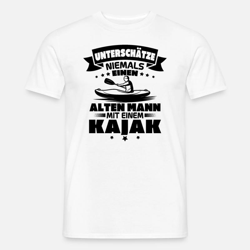Alten mann mit einem Kajak - Männer T-Shirt - Weiß