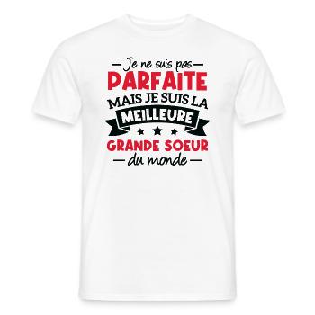Je suis la meilleure grande soeur du monde - T-shirt homme - blanc - Devant - AI Model Male 178 dark (178cm)