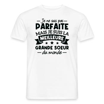 Je suis la meilleure grande soeur du monde - T-shirt homme - blanc - Devant - AI Model Male 178 dark (178cm)