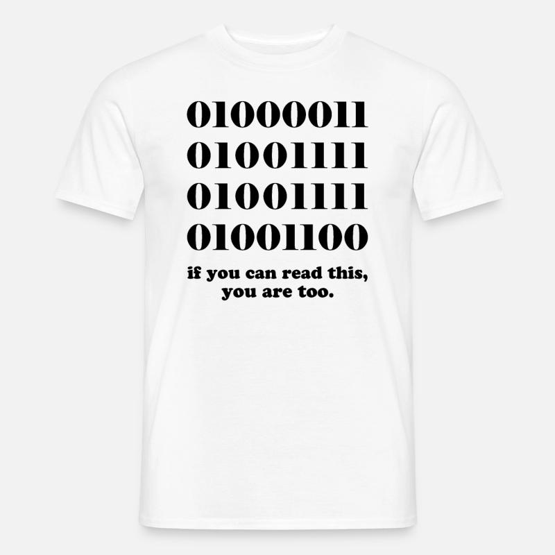 Cadeau développeurs de code binaire informatique - T-shirt homme - blanc