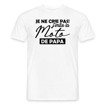 Je ne crie pas j imite la moto de papa - T-shirt homme - blanc - Devant - AI Model Male 178 dark (178cm)